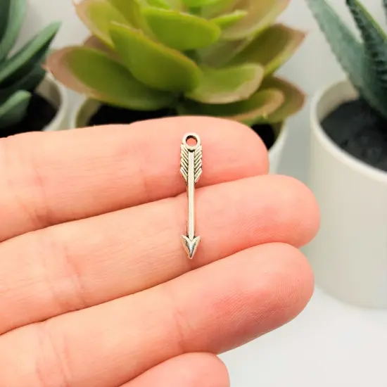 Small Silver Arrow Charms, 22x4mm {2}