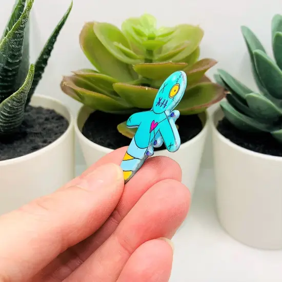 Blue Voodoo Doll Pendant, 41x37.5mm {5}