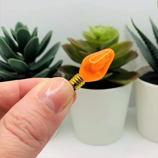 Orange Christmas Lightbulb 3D Acrylic Charms, 12x30mm {3}