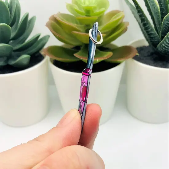 Black and Pink Knife with Skull Face Halloween Charms, 55x8mm {4}