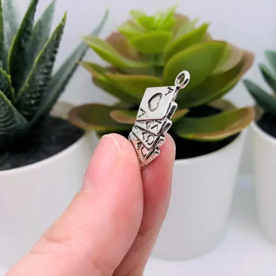 Silver Royal Flush Playing Card Charms, 25x13mm {4}