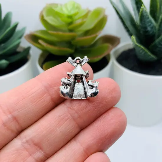 Antique Silver 3D Windmill Charms, 18x16mm {4}