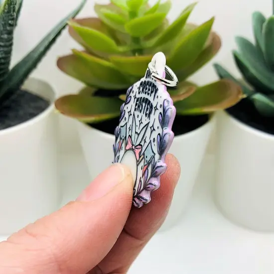 Creepy Easter White Bunny Charms, 36x33mm {3}