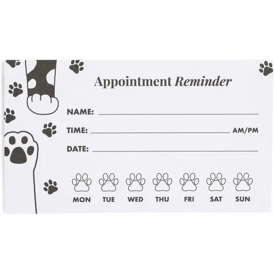 Paw Print Appointment Reminder Cards, Vet Office Supplies (3.5 x 2 In, 200 Pack) Pink {4}