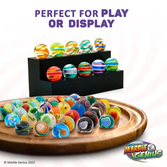 Marble Genius Collectors Marbles, Ribbons, 16mm (⅝ Inch), 10 Handmade Glass Marbles, Gifts for Marble Lovers, Gifts for Kids Ages 3-14 {4}
