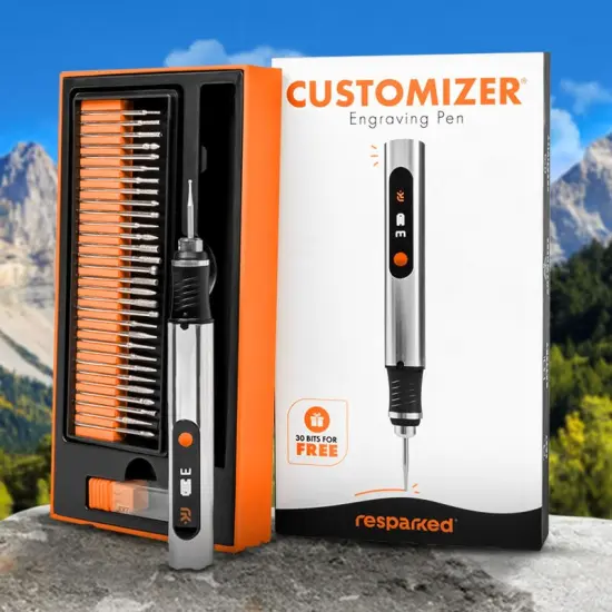 Customizer Engraving Pen by Resparked (Formerly Culiau): Ultimate Cordless Portable Tool for Artists & DIYers - Engrave 50+ Surfaces - Beginner Friendly - Rechargeable - Free 30 Bits & Mastery Guide {1}