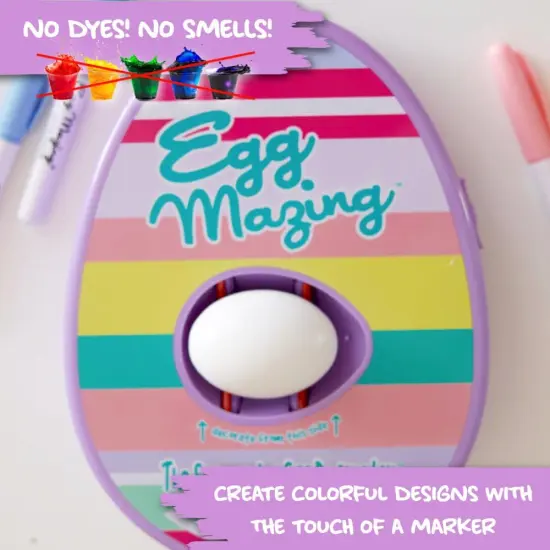 Egg Decorating Spinner and 8 Colorful Quick Drying Non Toxic Markers (Purple) {3}