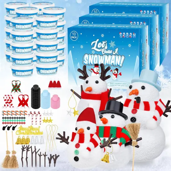 30 Pack Snowman Kit - Build a Snowman Kit DIY Christmas Craft Gifts - Creative Air Dry Clay Modeling Crafts Kit {1}