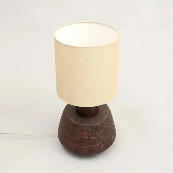 Handmade Artisanal Table Lamp with Solid Wood Base &ndash; 13" x 13" x 26.5" {3}