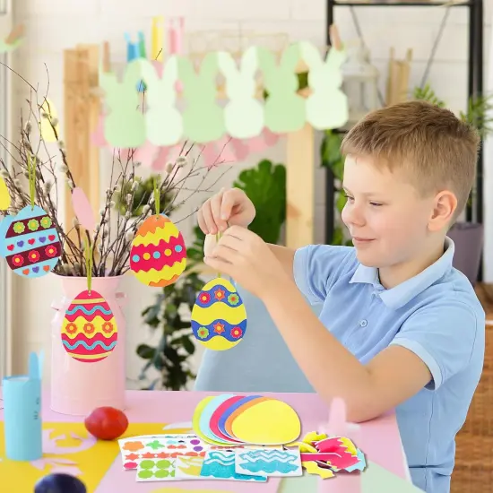 12 Pack Easter Egg Craft Kit for Kids Make You Own Egg Foam Stickers Ornament DIY {4}