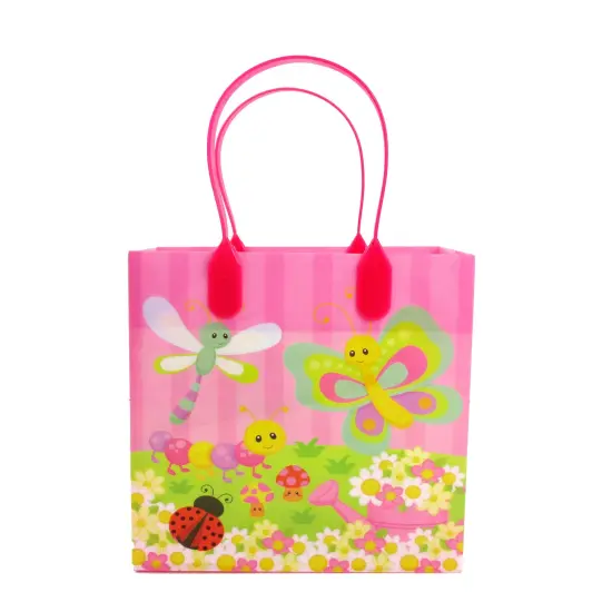 TINYMILLS Spring Butterfly Flower Garden Easter Party Favor Bags Treat Bags Kids Birthday Party Goody Bags with Handles for Boys Girls, 12 Pack {5}