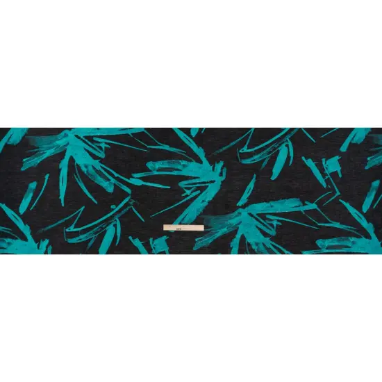 1 Yard Bright Teal and Black Abstract Slubbed Tencel Nylon Linen Woven Fabric Sheer Lightweight 55 Inch Wide {4}