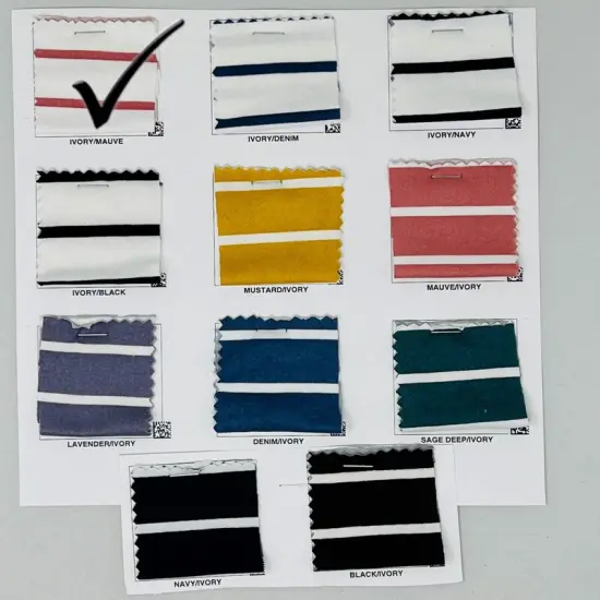 1 Yard DTY Double Brushed Knit Stripe Fabric Lightweight Stretch Fabric for Summer Clothing 58"60" Ivory/Mauve {1}