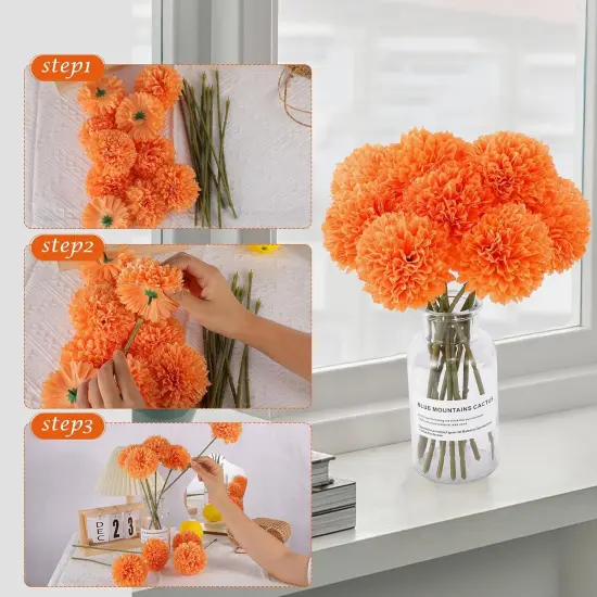 12 Pcs Artificial Chrysanthemums Fall Flowers {3}
