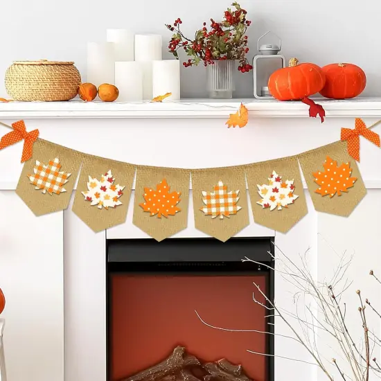 Fall Maple Leaf Burlap Banner {1}