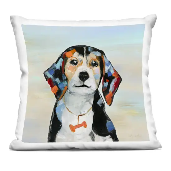 Stupell Industries Beagle with Bone Collar Decorative Printed Pillow design by Sally Swatland, 18 x 7 x 18 {1}