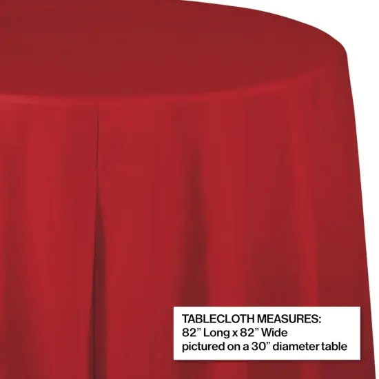 12 pc Bulk Classic Red Round Plastic 82 inch Table Covers {3}