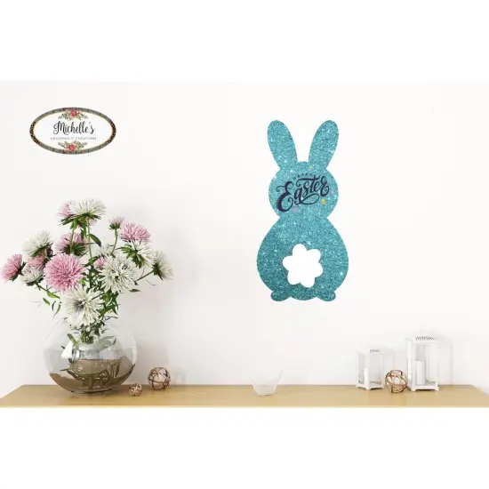 12in Waterproof Happy Easter Metal Bunny Sign {3}