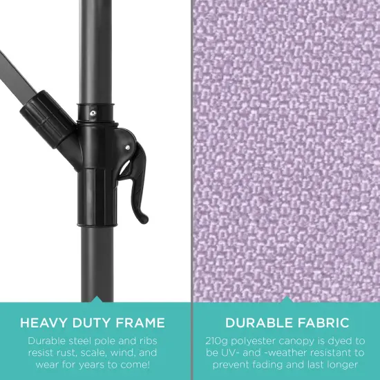 Best Choice Products 10ft Offset Hanging Outdoor Market Patio Umbrella w/ Easy Tilt Adjustment Lavender {6}