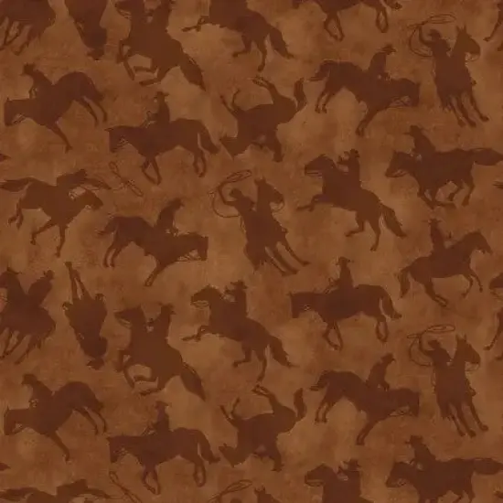 Brown Saddle Cowboys Yellowstone Cotton Wideback Fabric per yard {1}