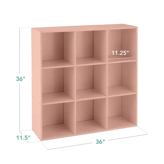 Best Choice Products 9-Cube Bookshelf, 11in Display Storage Organizer w/ 3 Removable Back Panels Light Pink {2}