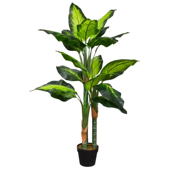 Northlight Wide Leaf Artificial Dieffenbachia Potted Plant - 51" Green {3}