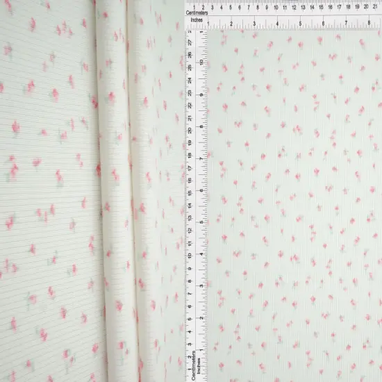 1 Yard Cotton Feel Ditsy Print Rib Knit Fabric 2x2 Rib Soft Stretch Polyester Spandex 58/59 Inch Wide PINK {1}