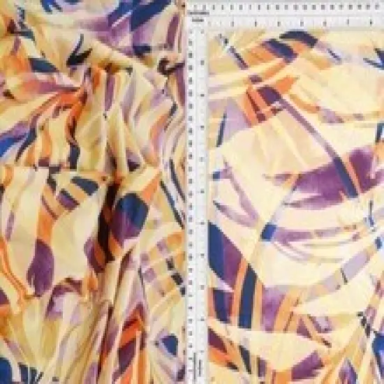 1 Yard 58/60" Wide DTY Tropical Leaf Digital Print Fabric 96% Polyester 4% Spandex Soft Stretch Material SAND/VIOLET {4}