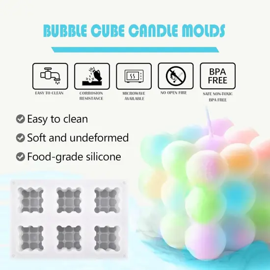 3D Bubble Candle Molds - 6 Cavity Bubble Cube Silicone Mold {4}