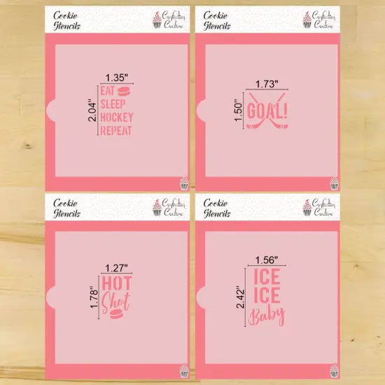 Ice Hockey Messages Cookie Stencil Set | Sports Cookie Stencil | DIY Stencil | Craft Stencil | Confection Couture | {2}