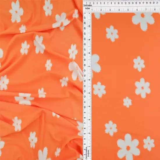 DTY Brushed Floral Knit Fabric Soft Stretch Flower Print 58/60" Wide IVORY {5}