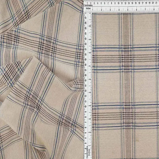 1 Yard Double Knit Jacquard Plaid Fabric 240 GSM, 84% Polyester 13% Rayon 3% Spandex Blend 58/60" Width NAVY {5}