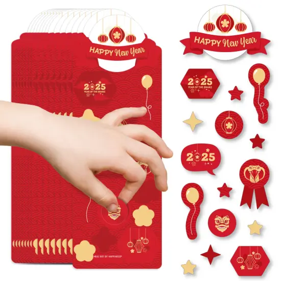 Big Dot of Happiness Lunar New Year - 2025 Year of the Snake Favor Kids Stickers - 16 Sheets - 256 Stickers {1}