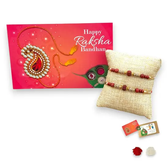 2CT Rakhi for Brother Rudraksha Rakhi Raksha Bandha Gift for your Brother Traditional Handmade Rudraksh Beads Rakhi Bracelet for Brother, Sister Bhabhi {2}