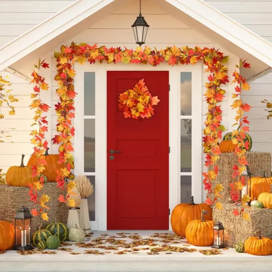 6 Pack Fall Maple Garland, 5.9 FT Artificial Maple Leaves {4}
