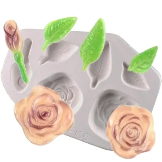 10&rdquo; x 7.5" x 1.5" Roses and Leaves Frit Casting Glass Fusing Kiln Mold {1}