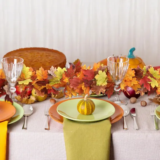 2 Pack 11.4 Ft Fall Garland Maple Leaves Hanging Vine {4}