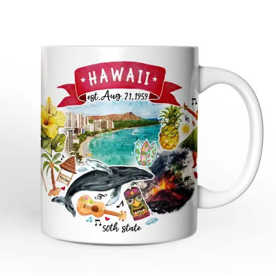 Artistic Hawaii State Themes and Landmarks Mug {1}