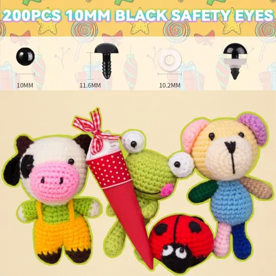 400pcs 10mm Safety Eyes for Amigurumi with Washers {2}