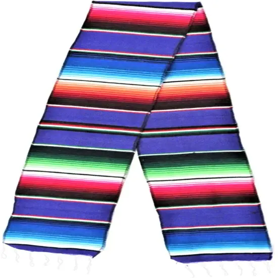 1 Yard Multicolor Mexican Serape Graduation Stole Sash Woven Handmade Fabric with Fringe 5 Inch Width Purple {1}