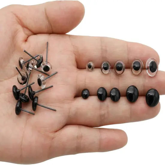 140Pcs Needle Felting Eyes - 6-10mm (Black with Clear) {2}