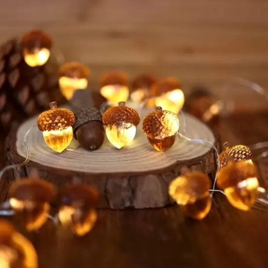 Thanksgiving Acorn Lights Fall Garland {4}