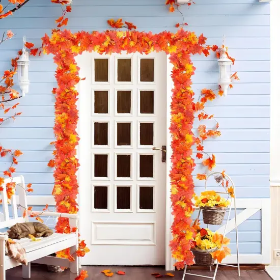 6 Pcs Fall Maple Leaf Garland 5.8ft Hanging Vines Garland Artificial {4}