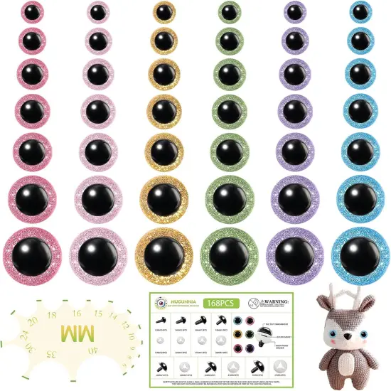 Upgraded Glitter Safety Eyes 168Pcs 12-30mm {1}