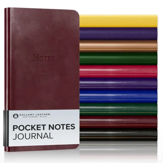 Pocket Notes Leather Journal by Gallery Leather - 6"x3.25" Acadia Burgundy {1}