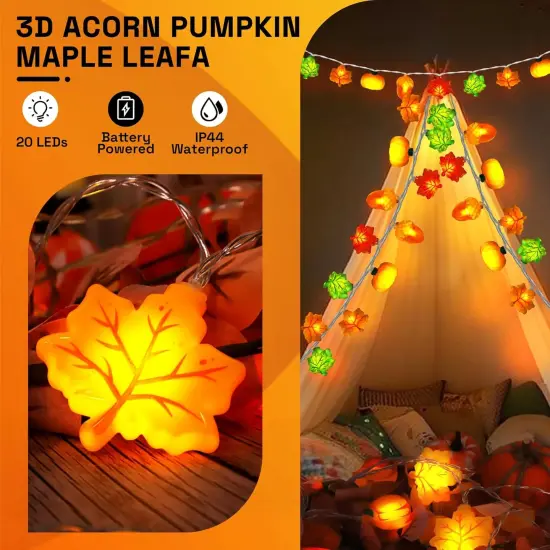 3D Acorn Pumpkin Maple Leaf String Lights {3}