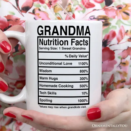 Grandma Nutrition Facts Mug, Birthday Gift {2}