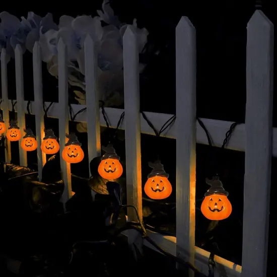 Halloween Wizard Hat Pumpkin Lights - 10 Cute Hooded Pumpkin {3}