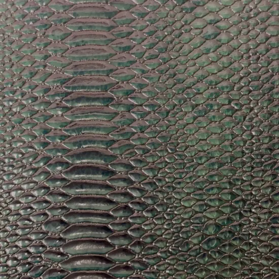 1 Yard Culebra Patent 3D Embossed Snake Skin Vinyl Fabric For Upholstery Handbags 54" Width Hunter Green {1}