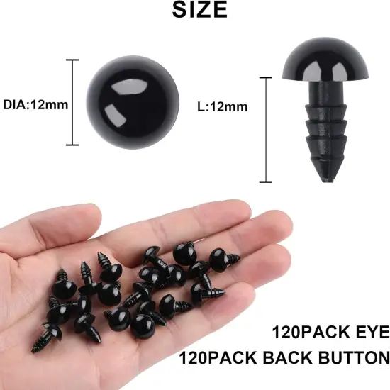 120PCS Plastic Safety Crochet Eyes Bulk with 120PCS Washers (0.48Inch/12mm) {2}